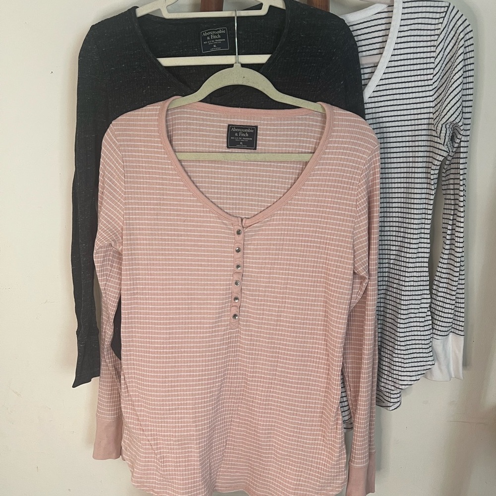 Abercrombie & Fitch Long Sleeve Tops - Pink, Charcoal, White
